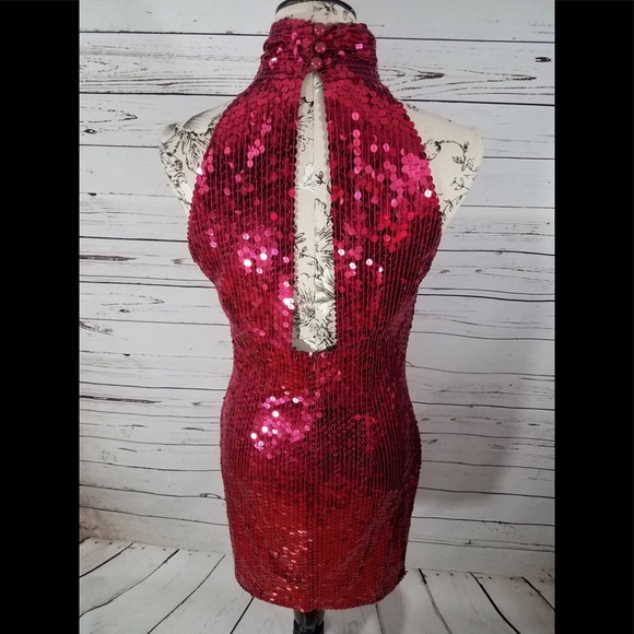 Amazing sequin hot pink holiday party dress sz 12 - Picture 4 of 8